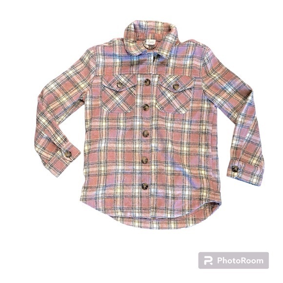 Franki by Francesca’s girls mauvy pink ultra soft plaid flannel shirt jacket 12 - Picture 1 of 7